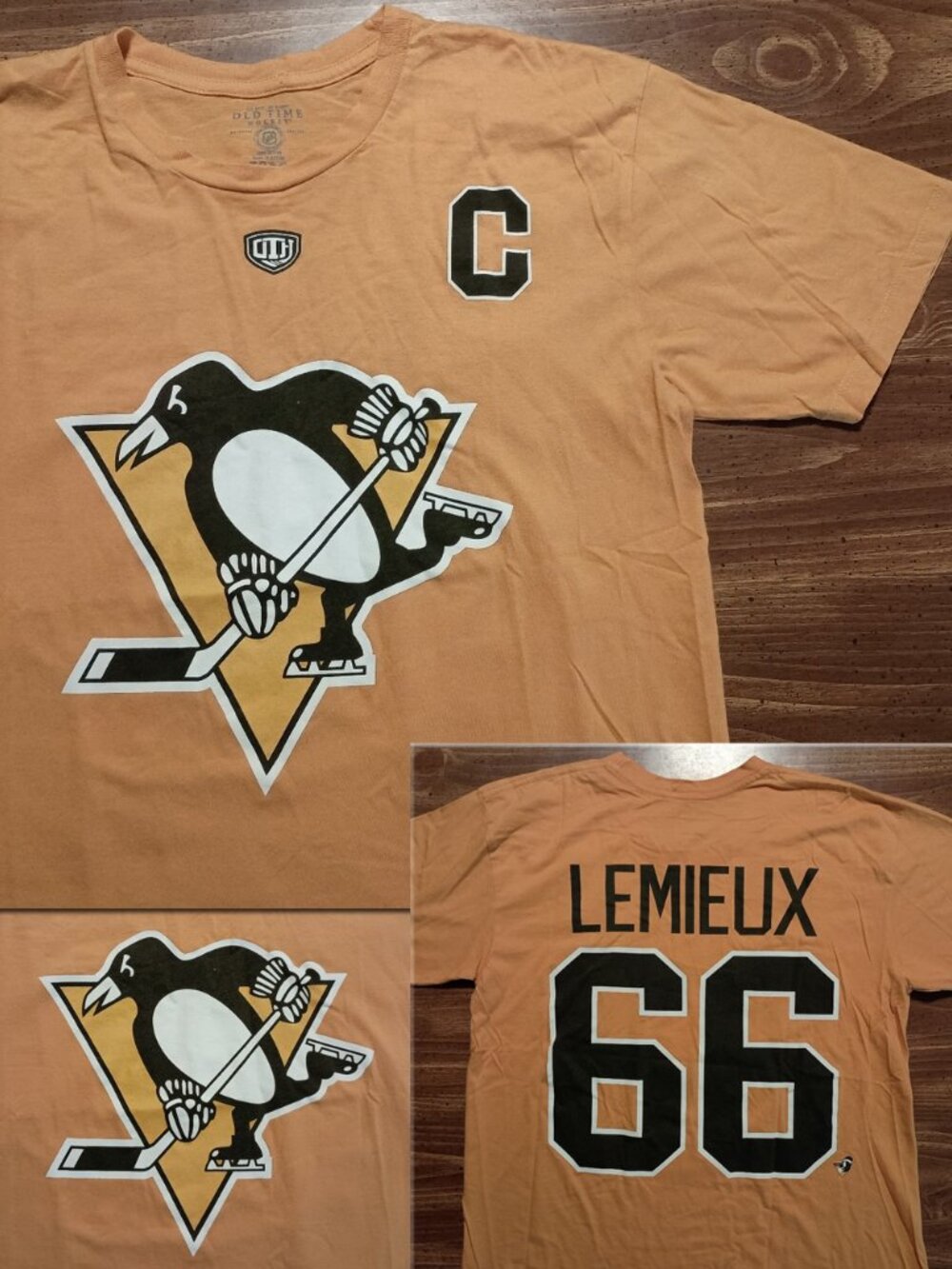 MARIO LEMIEUX JERSEY T-SHIRT - Large // NHL Hockey Pittsburgh Penguins tee shirt